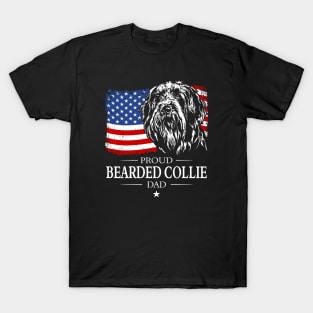 Proud Bearded Collie Dad American Flag patriotic gift dog T-Shirt